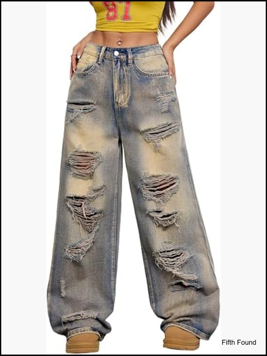 Denim - Wide Leg Baggy Jeans Y2K 90s Vintage Hip Hop Denim Trousers Streetwear